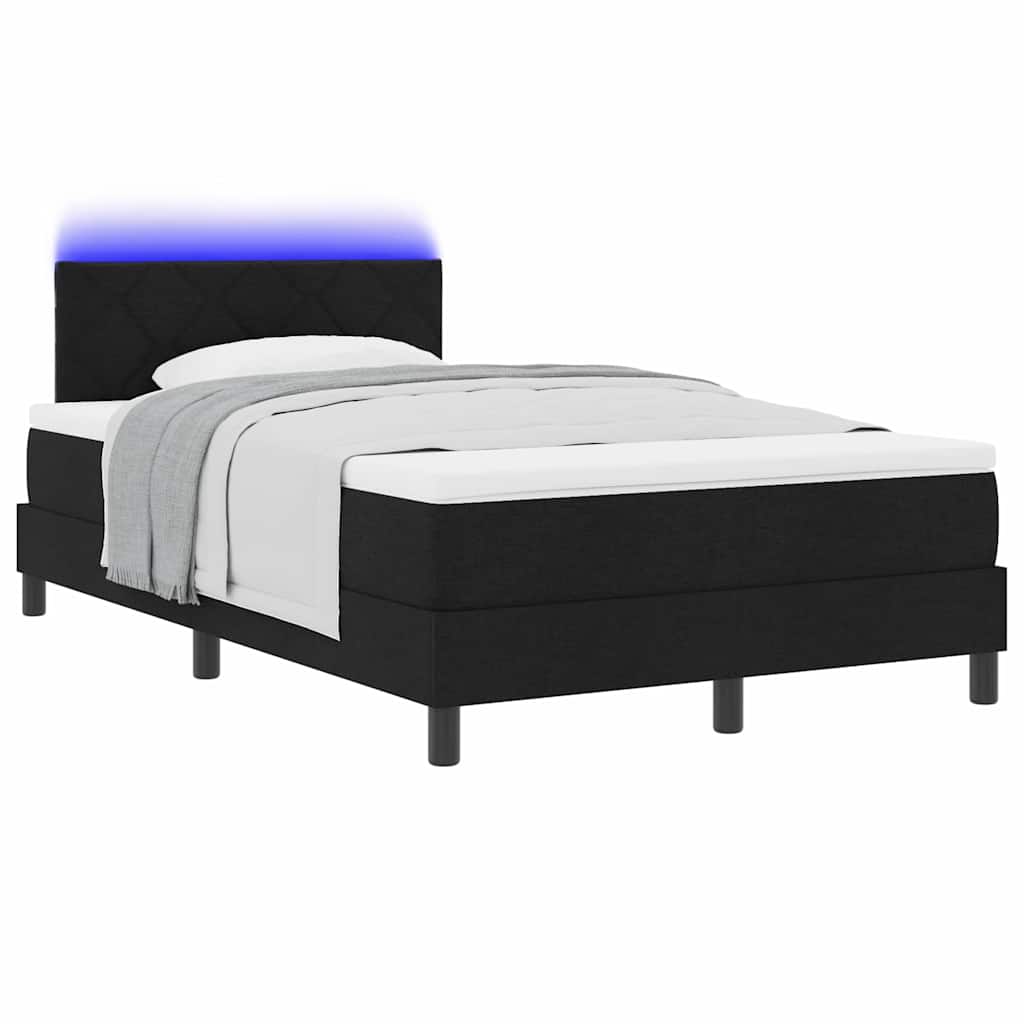 Boxspring bed met matras met LED Zwart 120 x 190 cm Stof is nu te koop bij PeponiXL, paradijselijk wonen!