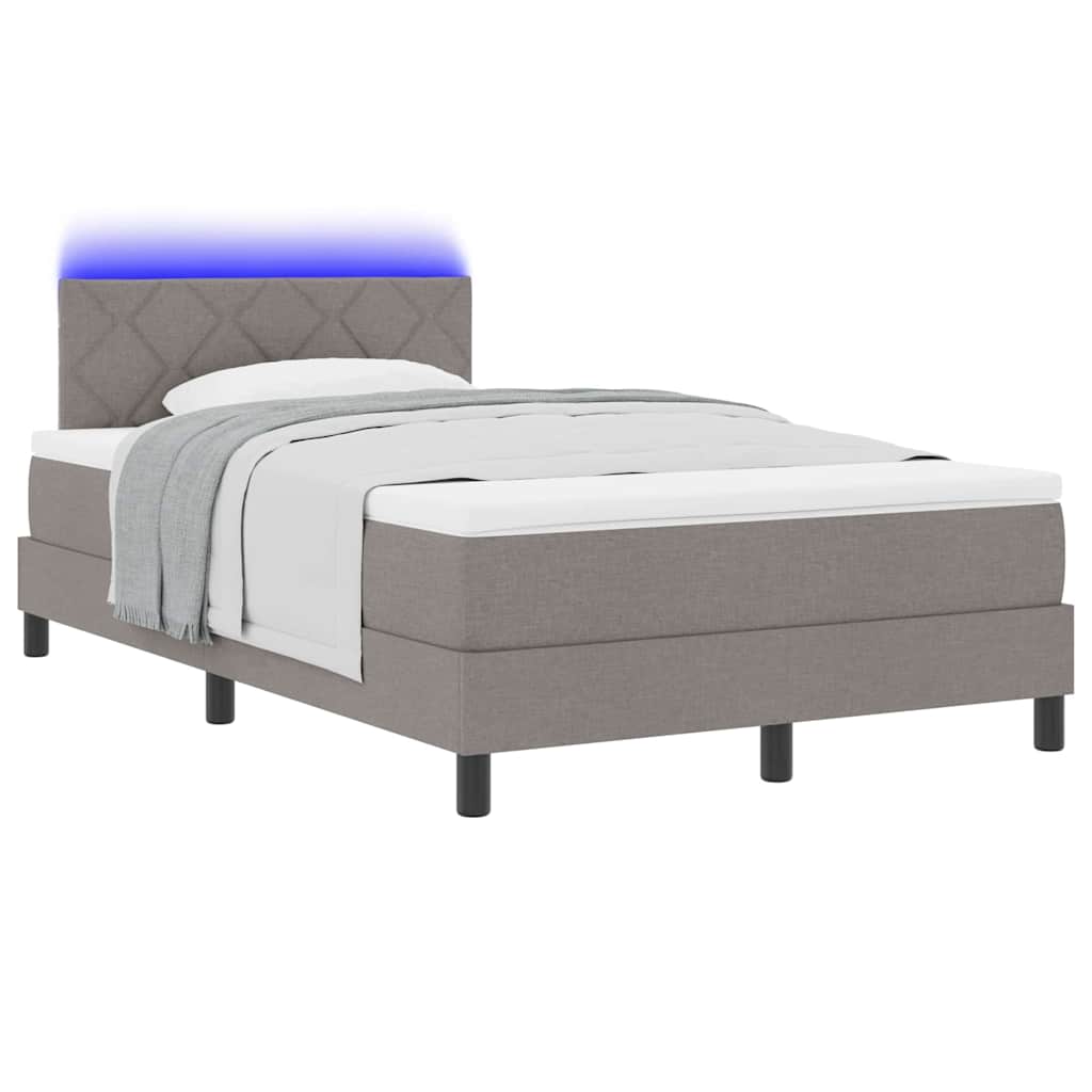 Boxspring bed met matras met LED Taupe 120 x 190 cm Stof is nu te koop bij PeponiXL, paradijselijk wonen!