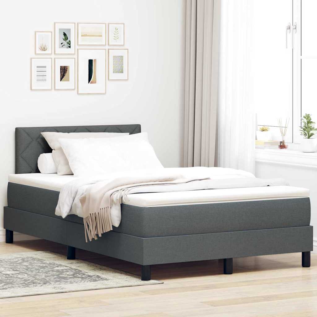 Boxspring bed met matras met LED Donkergrijs 120 x 200 cm Stof is nu te koop bij PeponiXL, paradijselijk wonen!