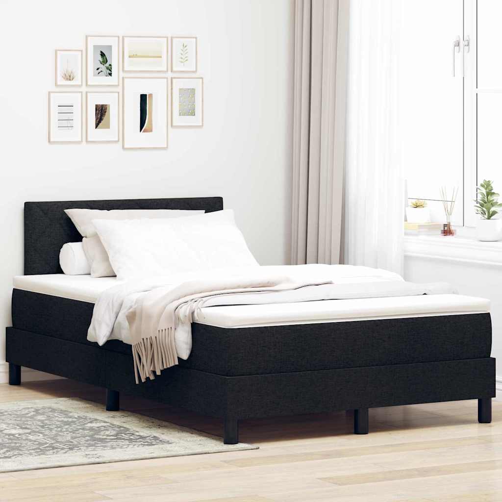 Boxspring bed met matras met LED Zwart 120 x 200 cm Stof is nu te koop bij PeponiXL, paradijselijk wonen!