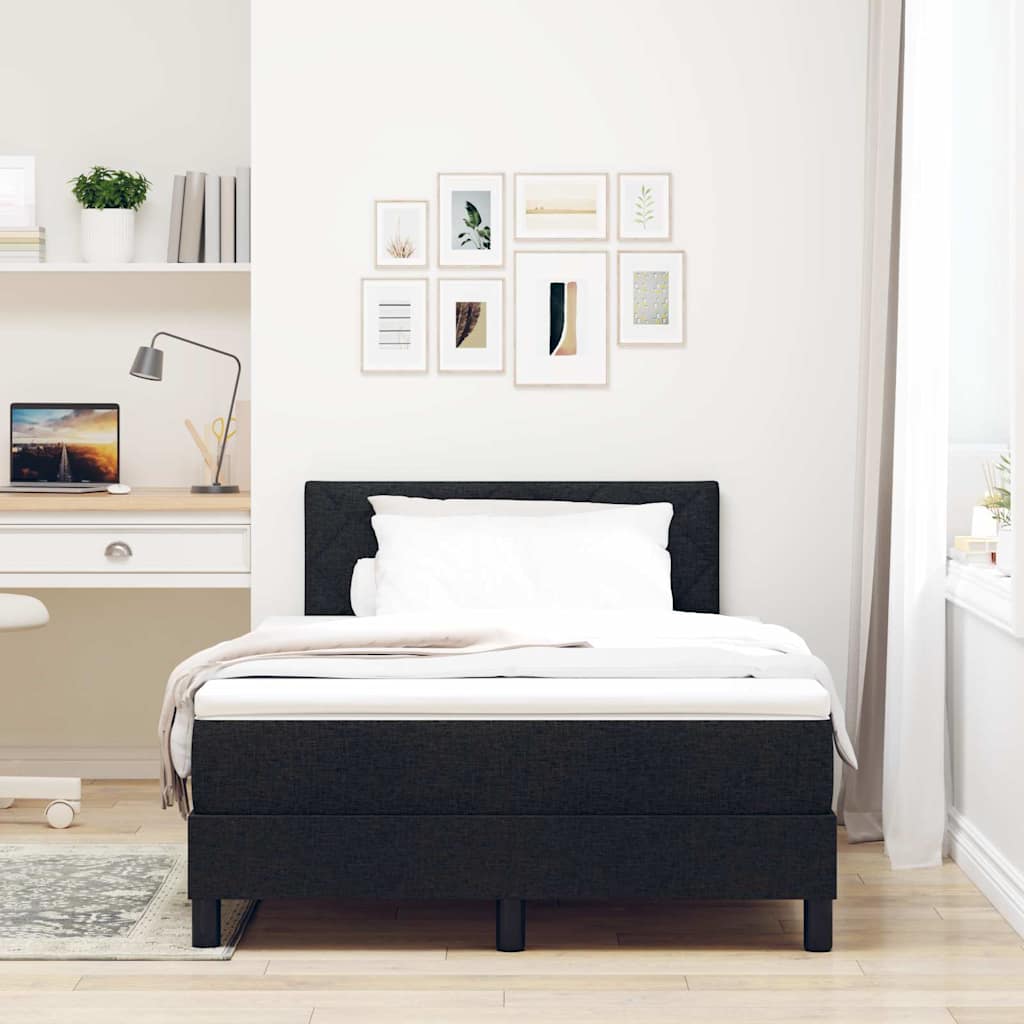 Boxspring bed met matras met LED Zwart 120 x 200 cm Stof is nu te koop bij PeponiXL, paradijselijk wonen!