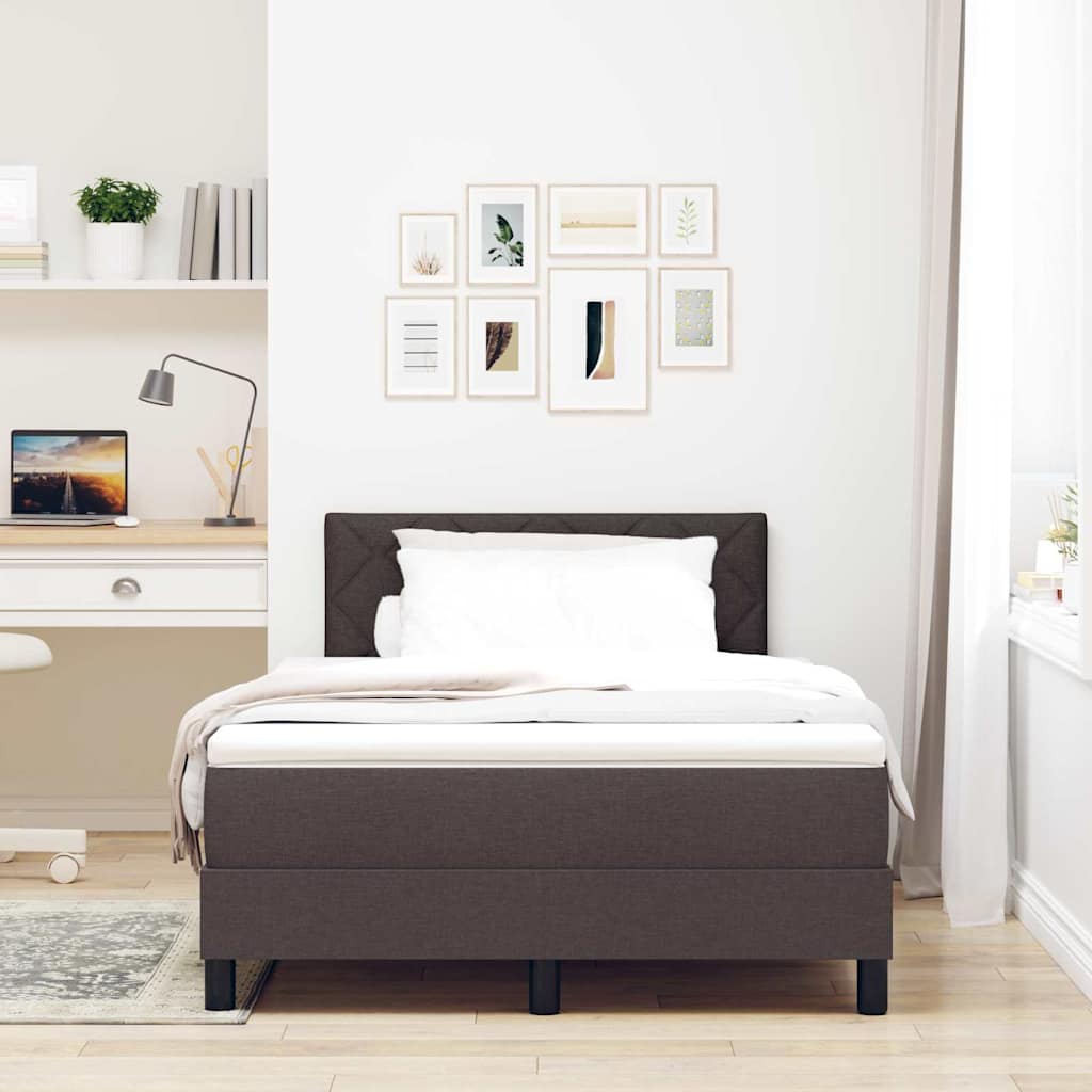 Boxspring bed met matras met LED Donkerbruin 120 x 200 cm Stof is nu te koop bij PeponiXL, paradijselijk wonen!