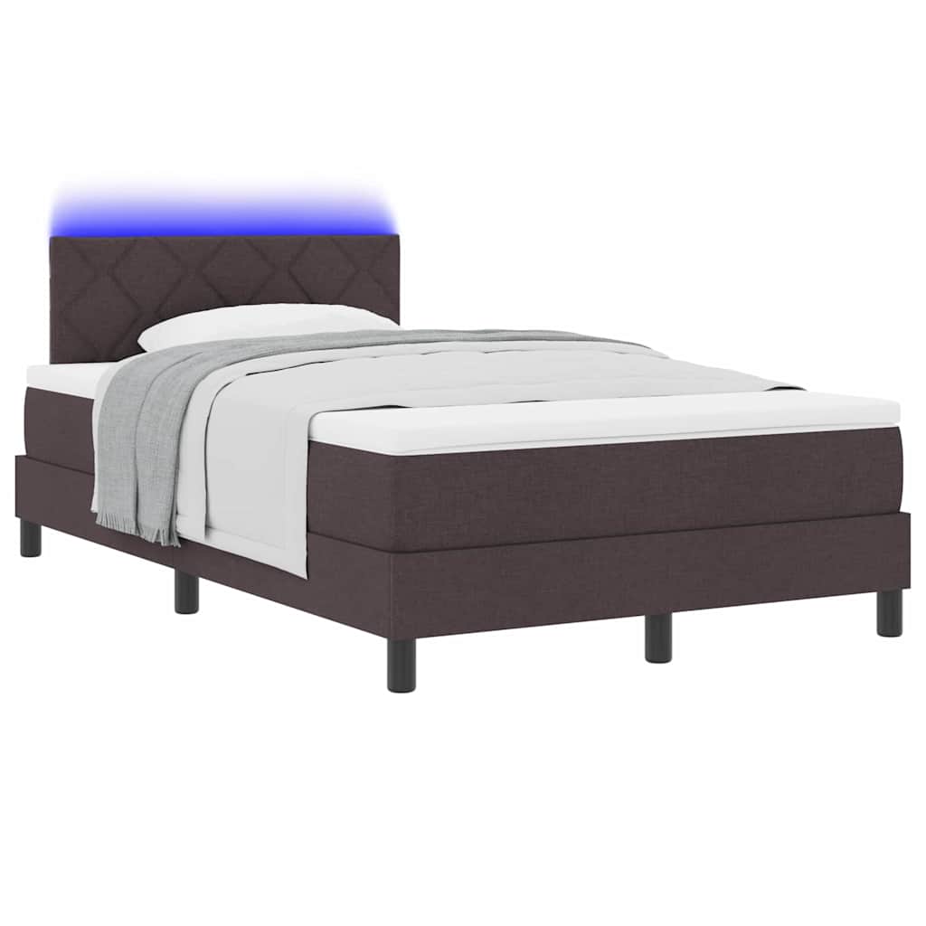 Boxspring bed met matras met LED Donkerbruin 120 x 200 cm Stof is nu te koop bij PeponiXL, paradijselijk wonen!