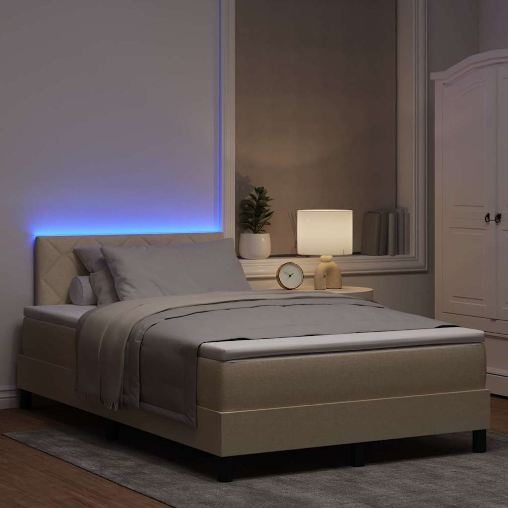 Boxspring bed met matras met LED Crème 120 x 200 cm Stof is nu te koop bij PeponiXL, paradijselijk wonen!