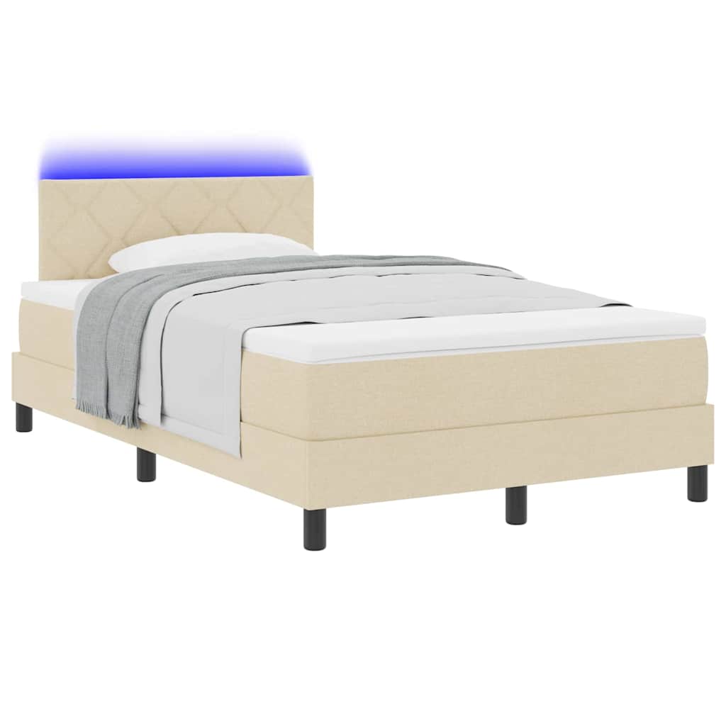 Boxspring bed met matras met LED Crème 120 x 200 cm Stof is nu te koop bij PeponiXL, paradijselijk wonen!
