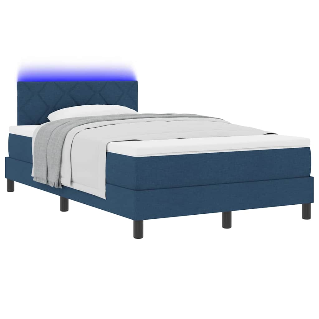 Boxspring bed met matras met LED Blauw 120 x 200 cm Stof is nu te koop bij PeponiXL, paradijselijk wonen!