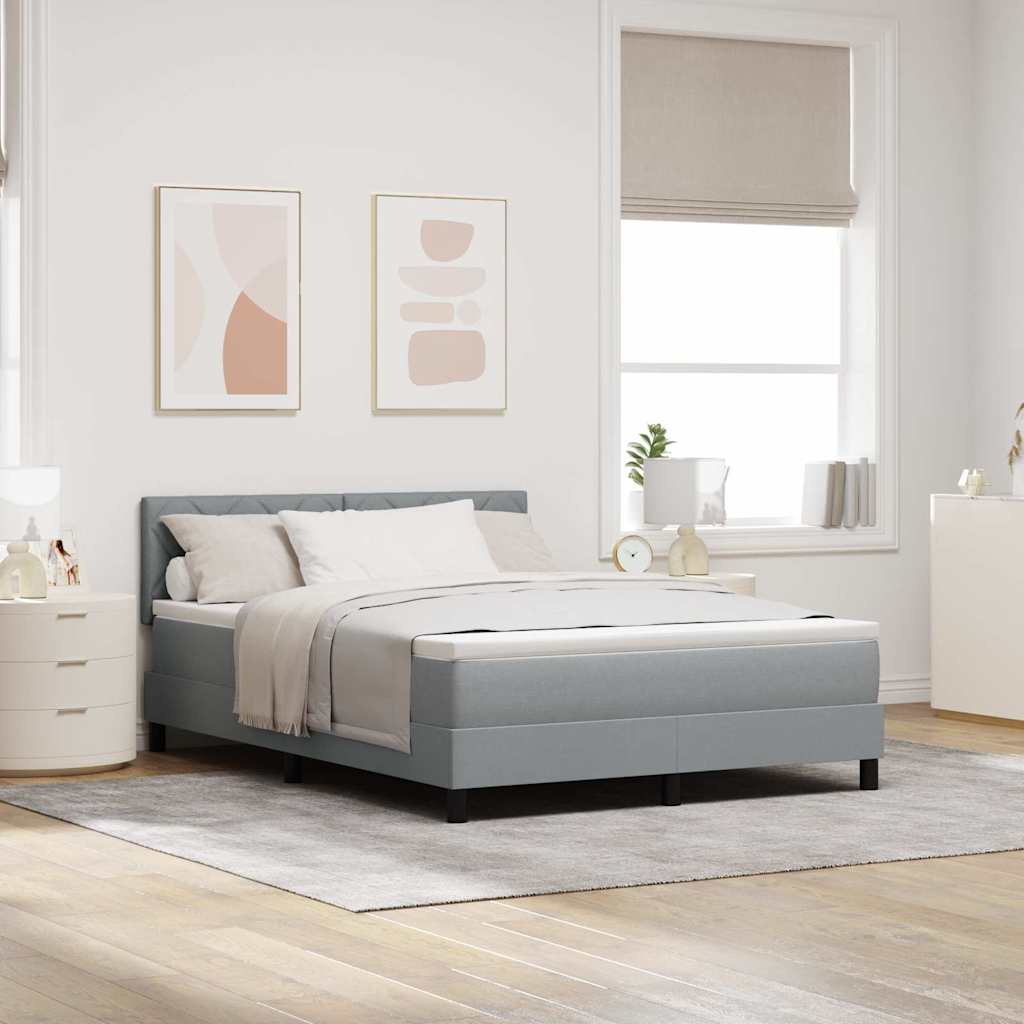 Boxspring bed met matras met LED Lichtgrijs 160 x 200 cm Stof is nu te koop bij PeponiXL, paradijselijk wonen!