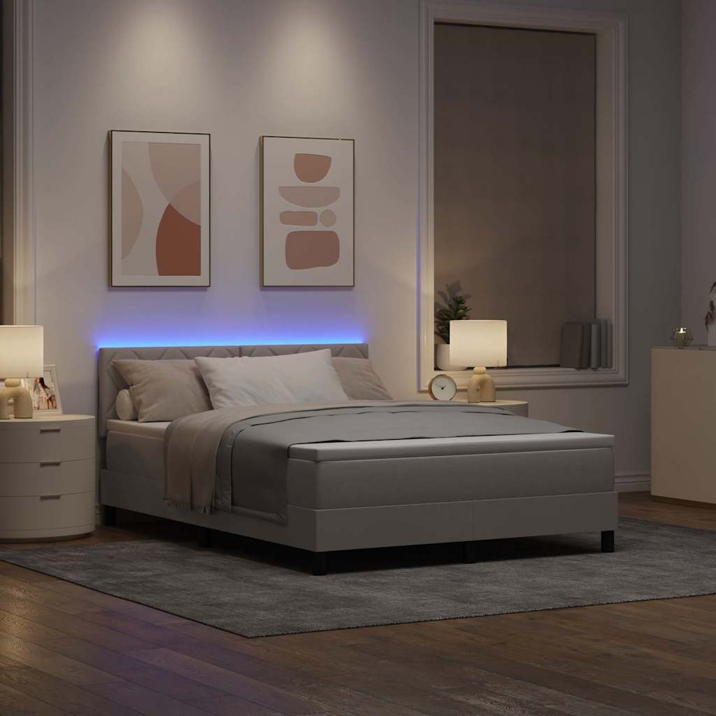 Boxspring bed met matras met LED Taupe 160 x 200 cm Stof is nu te koop bij PeponiXL, paradijselijk wonen!