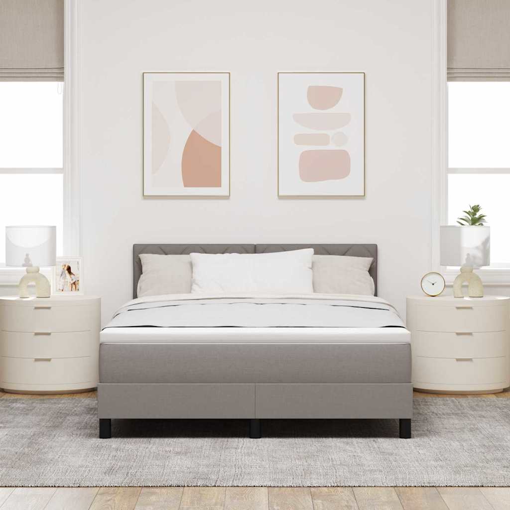 Boxspring bed met matras met LED Taupe 160 x 200 cm Stof is nu te koop bij PeponiXL, paradijselijk wonen!