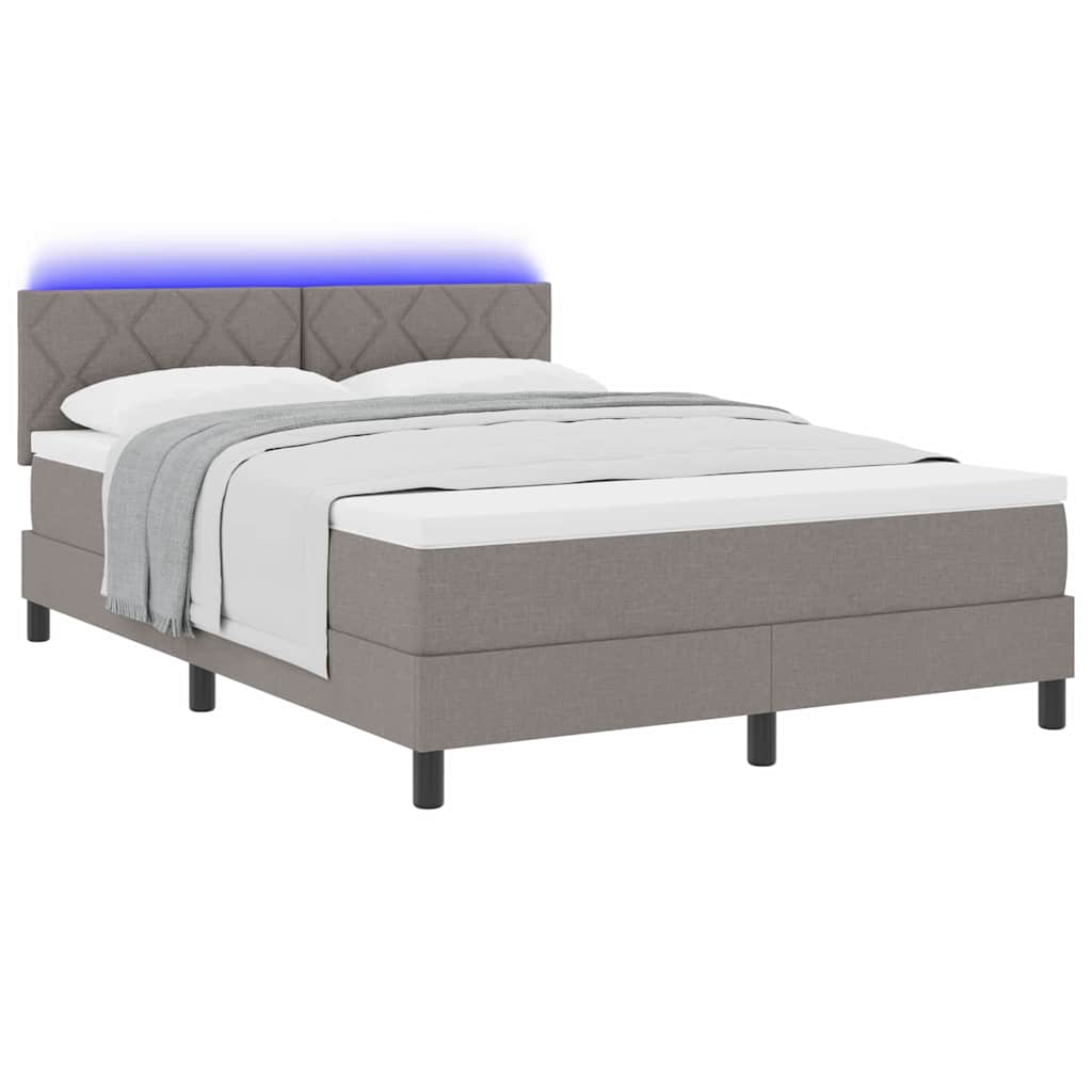 Boxspring bed met matras met LED Taupe 160 x 200 cm Stof is nu te koop bij PeponiXL, paradijselijk wonen!