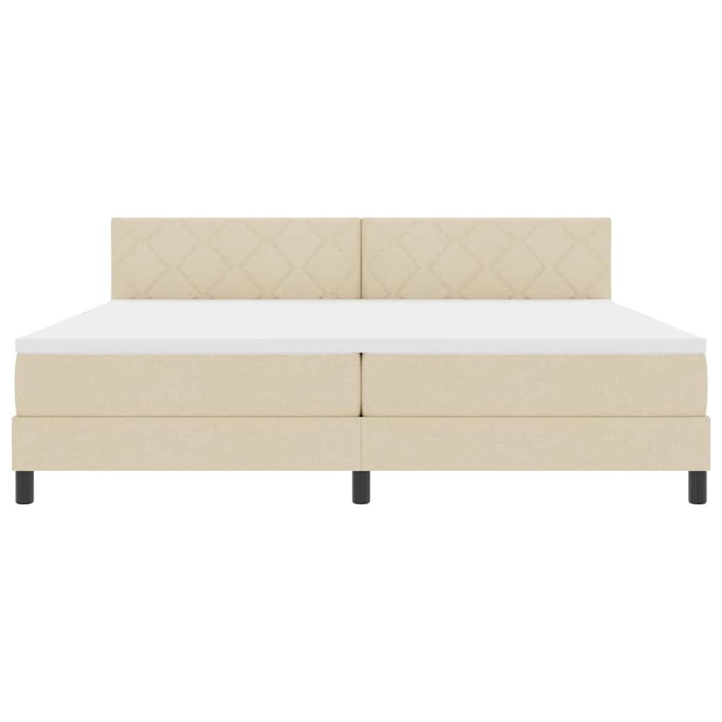 Boxspring bed met matras met LED Crème 200 x 200 cm Stof is nu te koop bij PeponiXL, paradijselijk wonen!