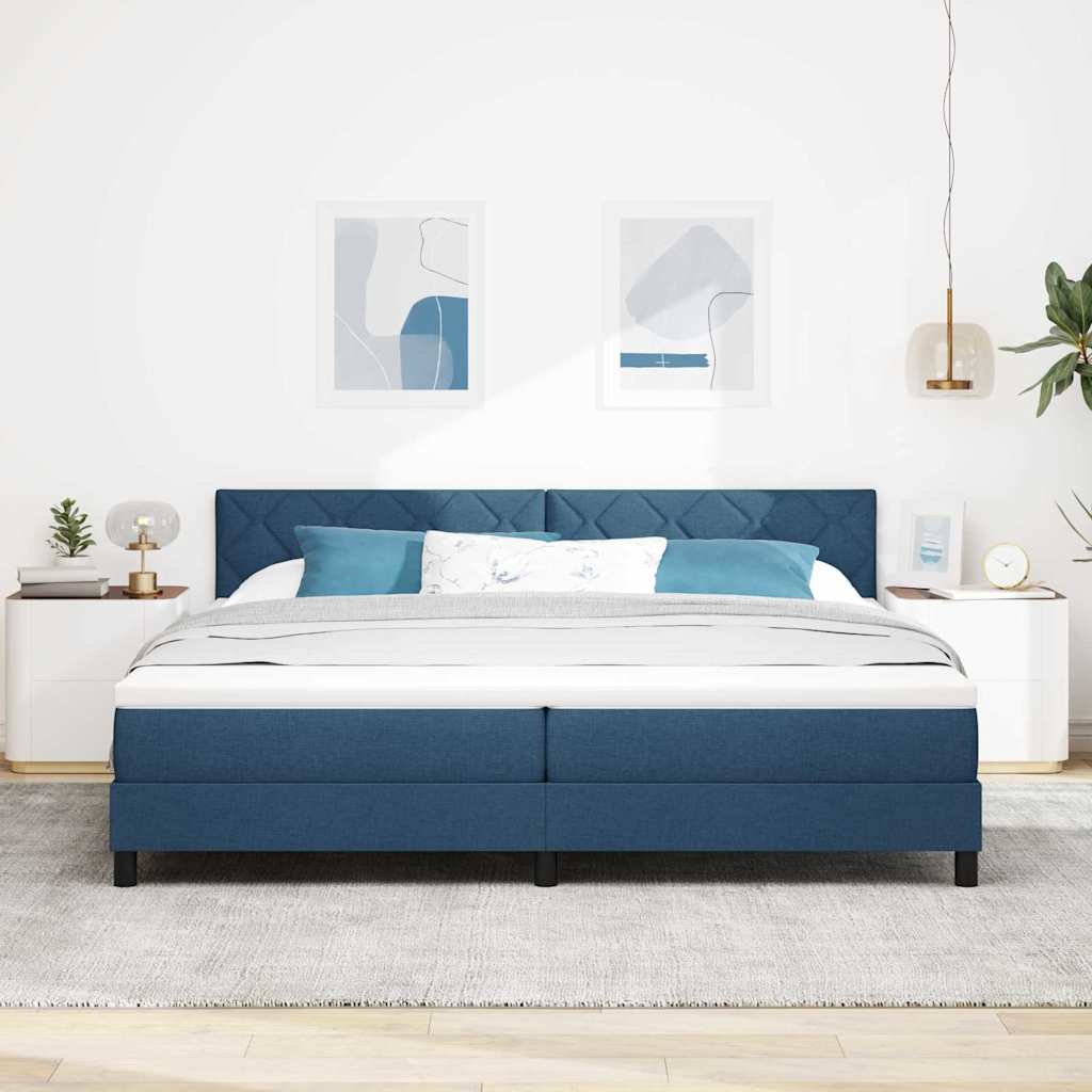 Boxspring bed met matras met LED Blauw 200 x 200 cm Stof is nu te koop bij PeponiXL, paradijselijk wonen!