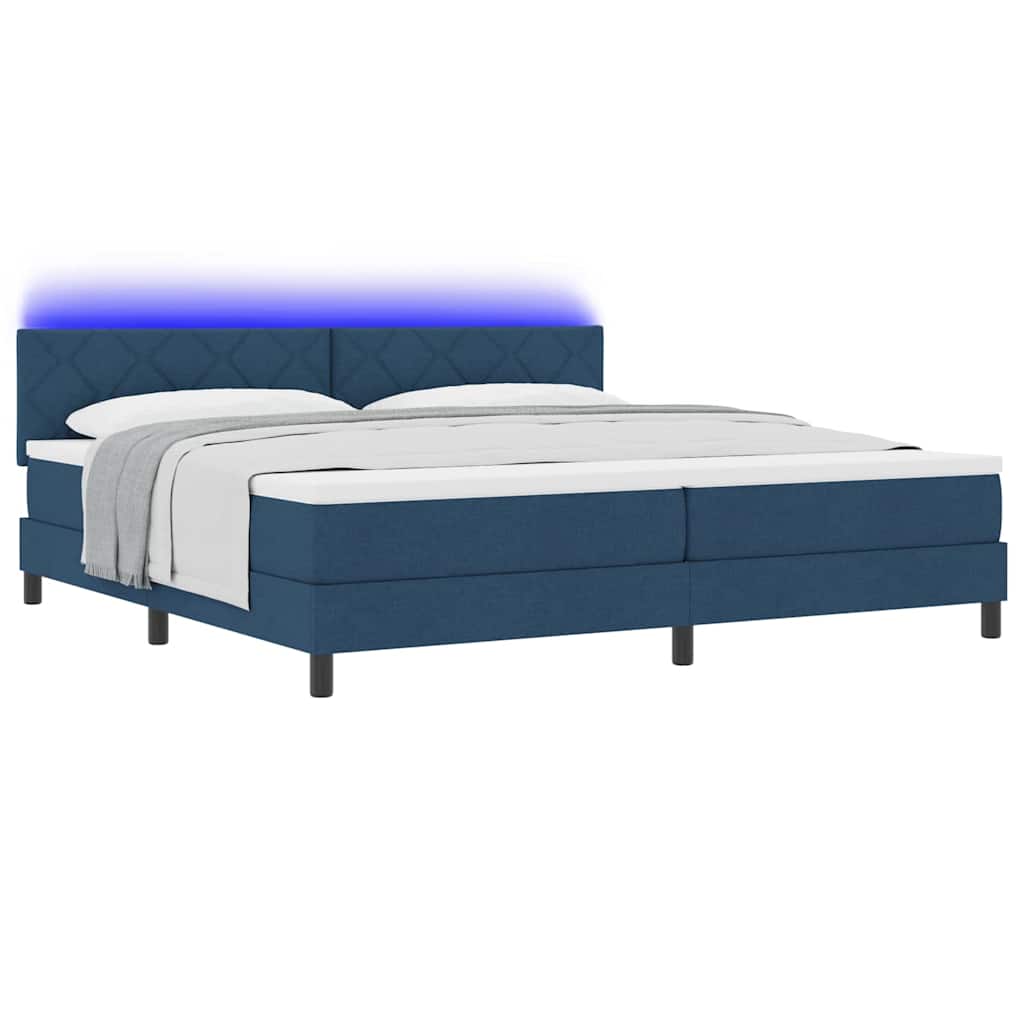 Boxspring bed met matras met LED Blauw 200 x 200 cm Stof is nu te koop bij PeponiXL, paradijselijk wonen!