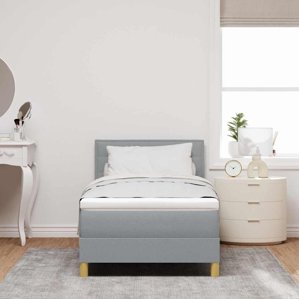 LED Box Spring Bed met hoofdeinde Lichtgrijs 80 x 200 cm Stof is nu te koop bij PeponiXL, paradijselijk wonen!