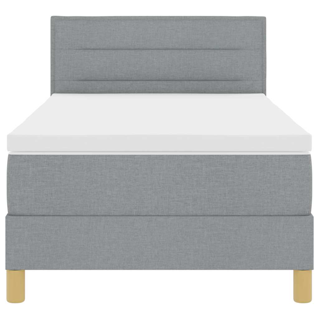 LED Box Spring Bed met hoofdeinde Lichtgrijs 80 x 200 cm Stof is nu te koop bij PeponiXL, paradijselijk wonen!