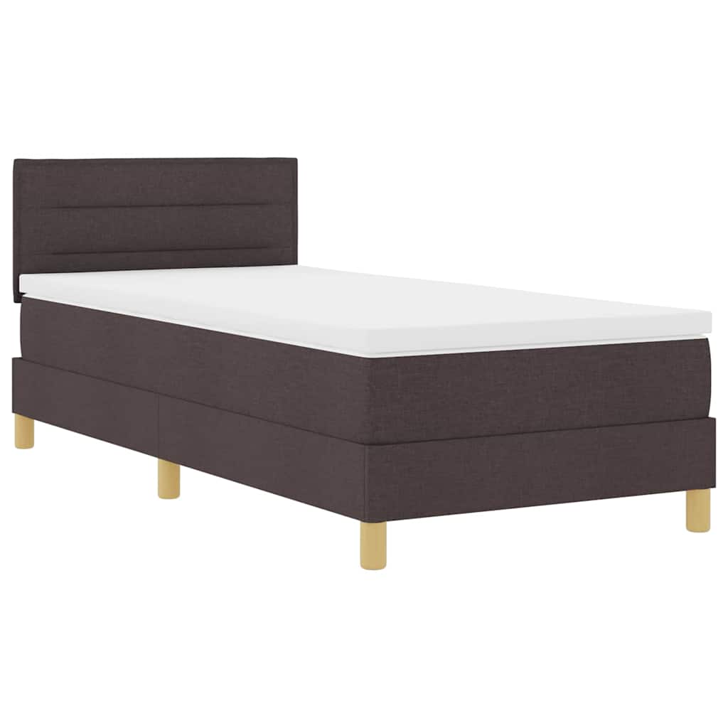 LED Box Spring Bed met hoofdeinde Donkerbruin 80 x 200 cm Stof is nu te koop bij PeponiXL, paradijselijk wonen!
