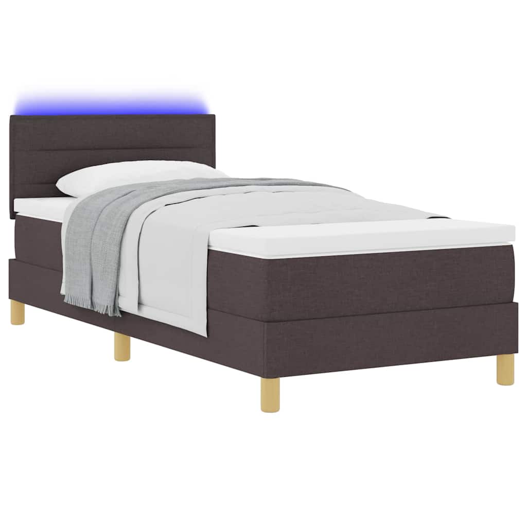 LED Box Spring Bed met hoofdeinde Donkerbruin 80 x 200 cm Stof is nu te koop bij PeponiXL, paradijselijk wonen!