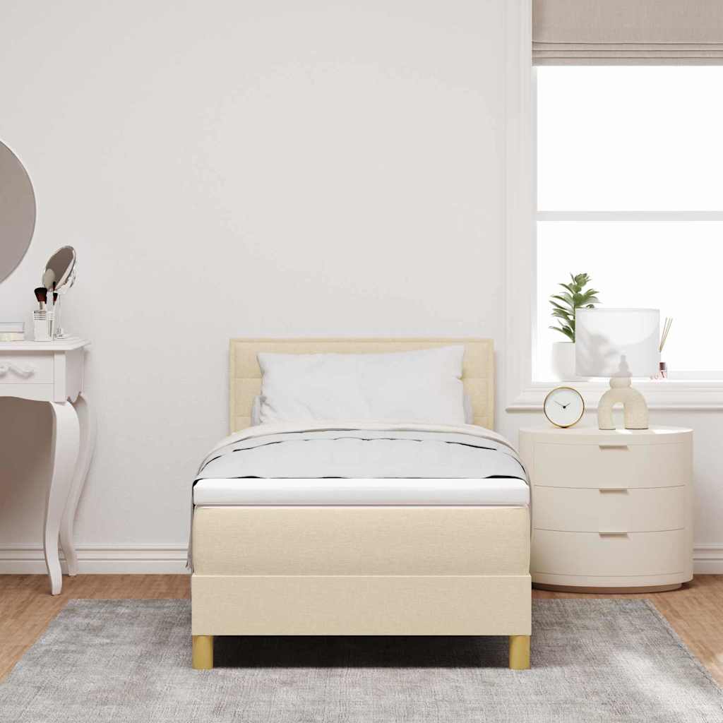 LED Box Spring Bed met hoofdeinde Crème 80 x 200 cm Stof is nu te koop bij PeponiXL, paradijselijk wonen!