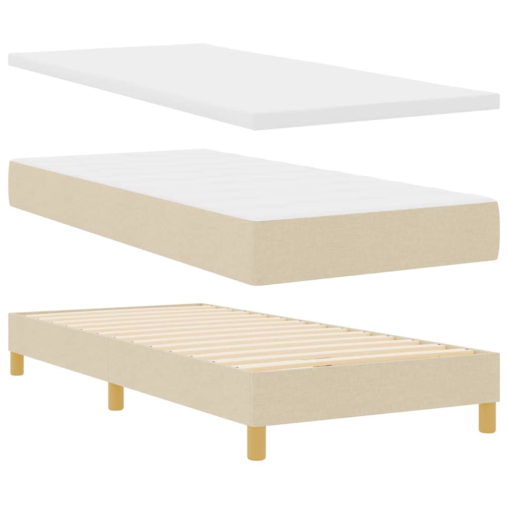 LED Box Spring Bed met hoofdeinde Crème 80 x 200 cm Stof is nu te koop bij PeponiXL, paradijselijk wonen!