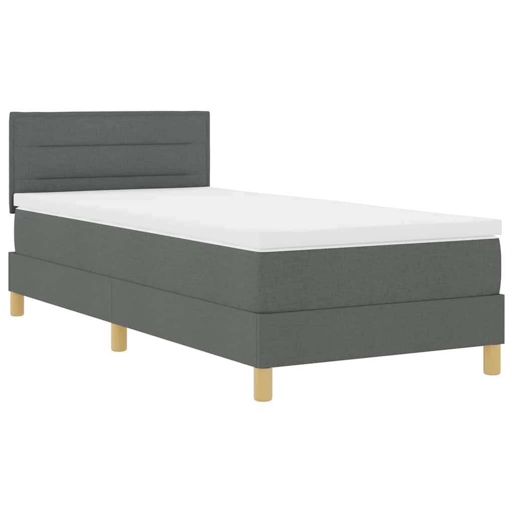 LED Box Spring Bed met hoofdeinde Donkergrijs 90 x 190 cm Stof is nu te koop bij PeponiXL, paradijselijk wonen!