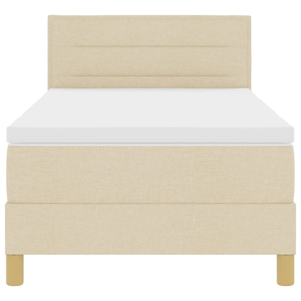 LED Box Spring Bed met hoofdeinde Crème 90 x 190 cm Stof is nu te koop bij PeponiXL, paradijselijk wonen!