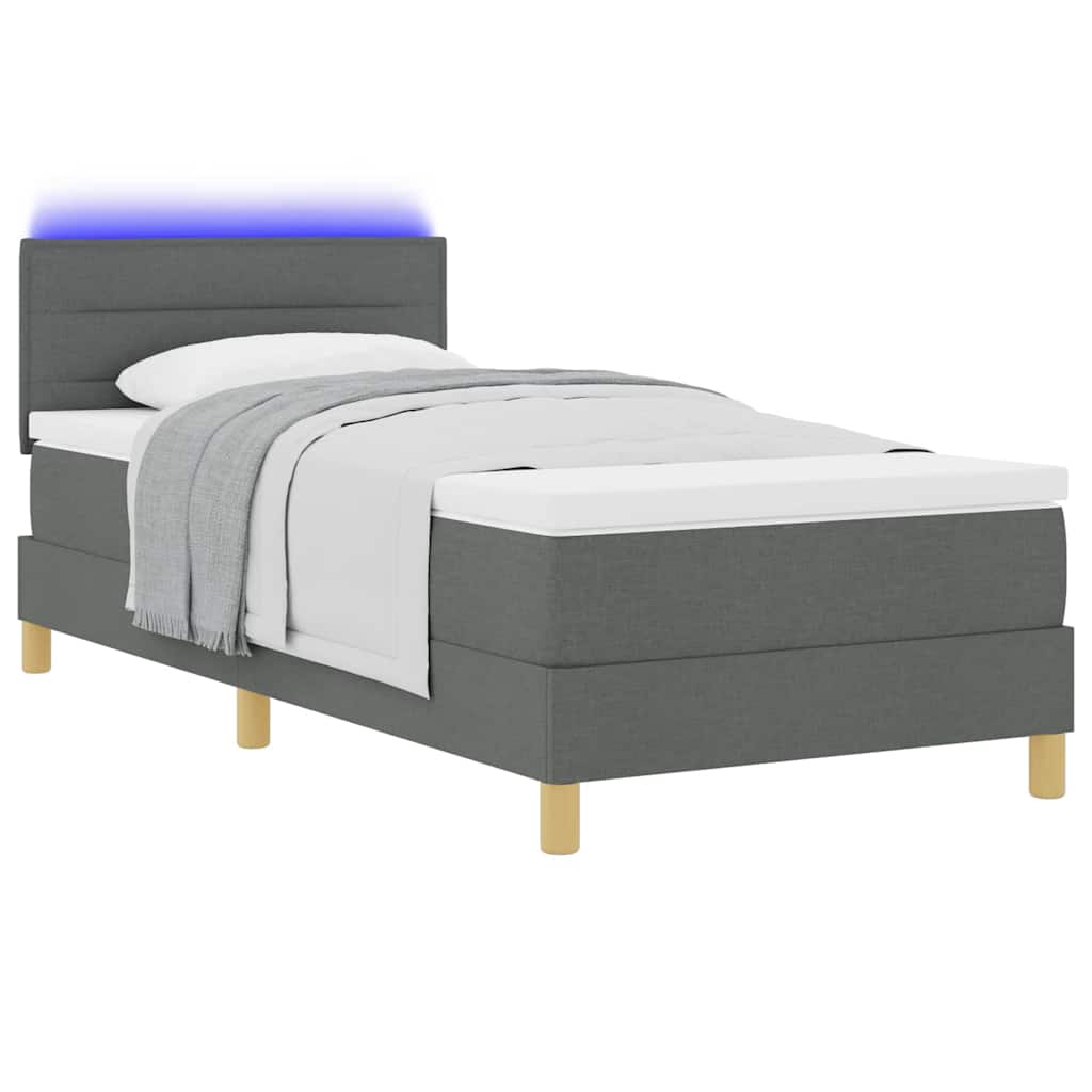 LED Box Spring Bed met hoofdeinde Donkergrijs 90 x 200 cm Stof is nu te koop bij PeponiXL, paradijselijk wonen!