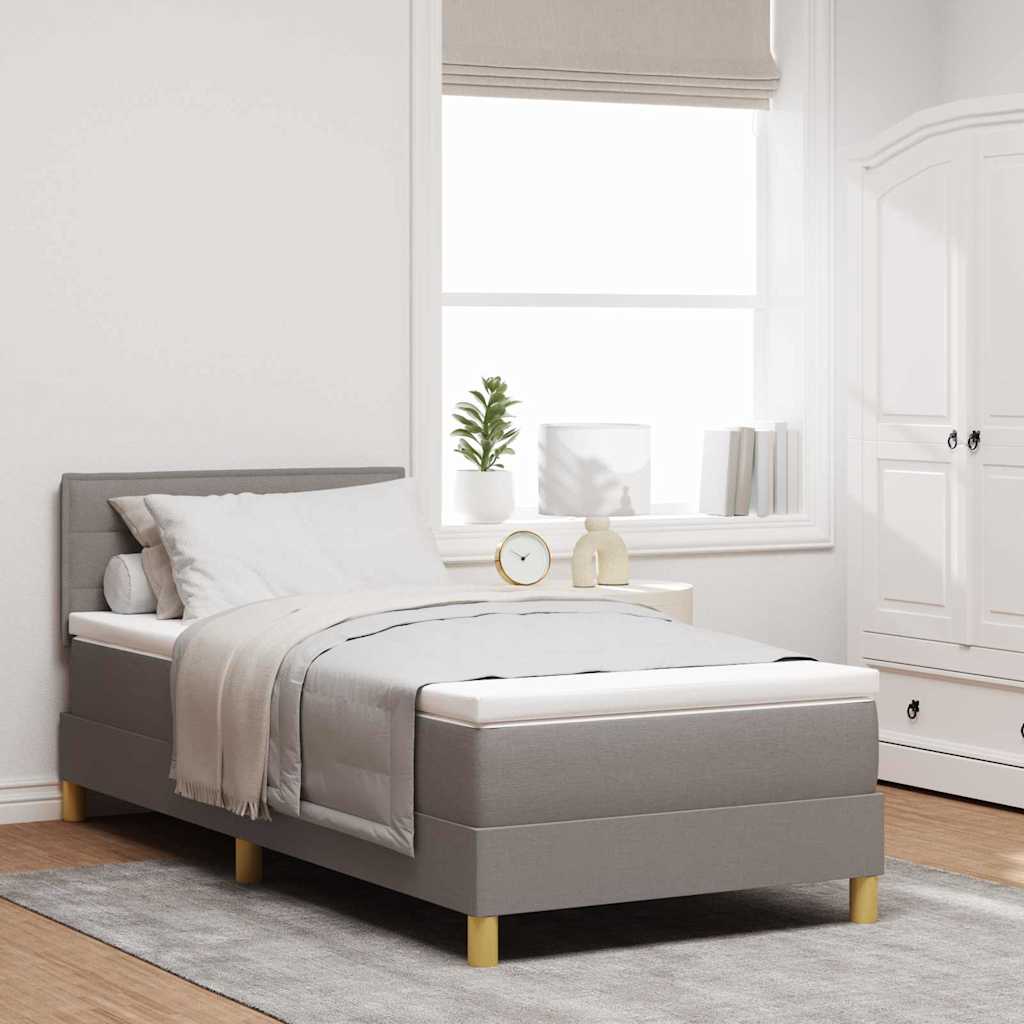 LED Box Spring Bed met hoofdeinde Taupe 90 x 200 cm Stof is nu te koop bij PeponiXL, paradijselijk wonen!