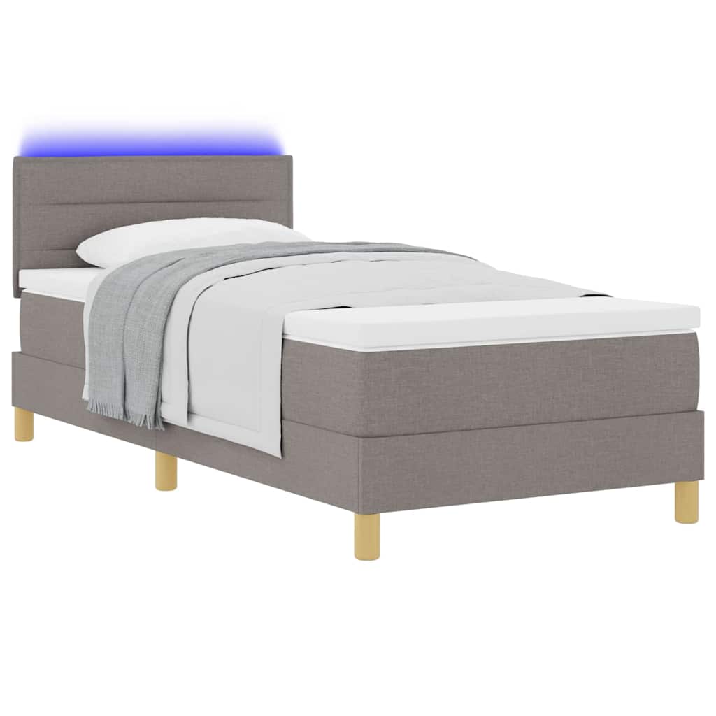LED Box Spring Bed met hoofdeinde Taupe 90 x 200 cm Stof is nu te koop bij PeponiXL, paradijselijk wonen!
