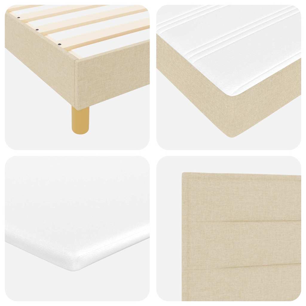 LED Box Spring Bed met hoofdeinde Crème 100 x 200 cm Stof is nu te koop bij PeponiXL, paradijselijk wonen!