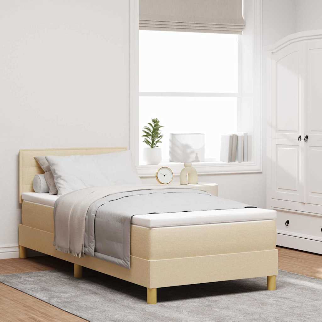 LED Box Spring Bed met hoofdeinde Crème 100 x 200 cm Stof is nu te koop bij PeponiXL, paradijselijk wonen!