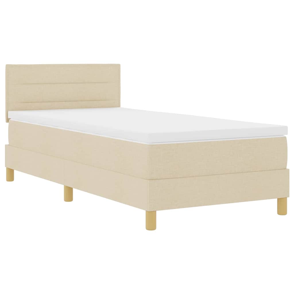 LED Box Spring Bed met hoofdeinde Crème 100 x 200 cm Stof is nu te koop bij PeponiXL, paradijselijk wonen!