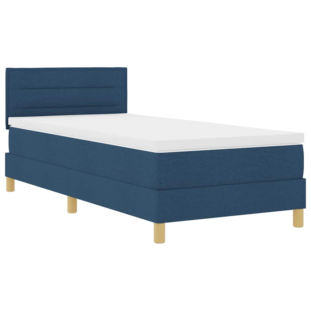 LED Box Spring Bed met hoofdeinde Blauw 100 x 200 cm Stof is nu te koop bij PeponiXL, paradijselijk wonen!