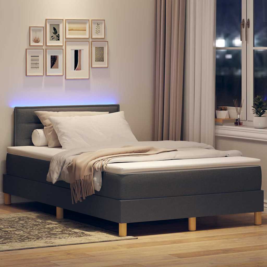 LED Box Spring Bed met hoofdeinde Donkergrijs 120 x 190 cm Stof is nu te koop bij PeponiXL, paradijselijk wonen!