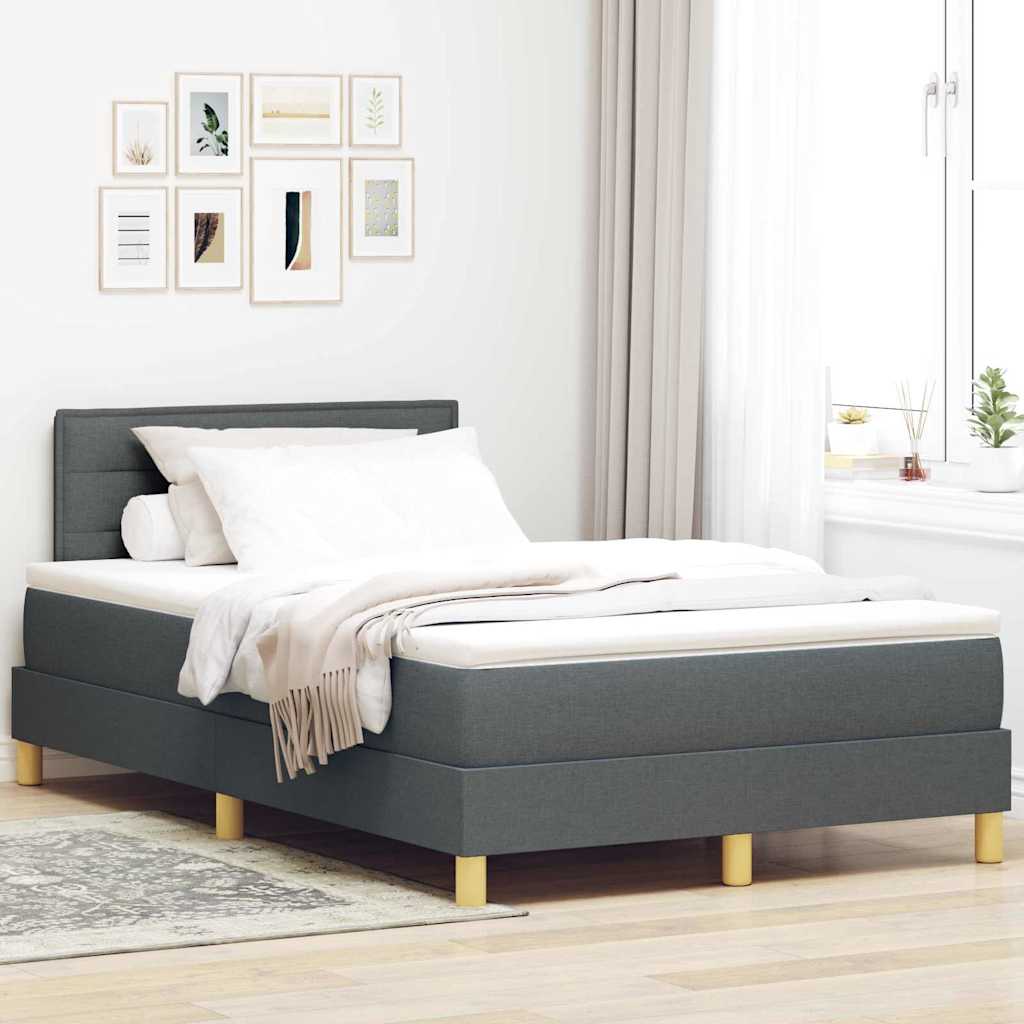LED Box Spring Bed met hoofdeinde Donkergrijs 120 x 190 cm Stof is nu te koop bij PeponiXL, paradijselijk wonen!