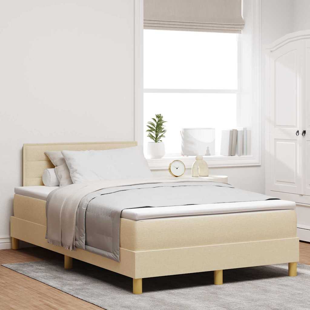 LED Box Spring Bed met hoofdeinde Crème 120 x 190 cm Stof is nu te koop bij PeponiXL, paradijselijk wonen!