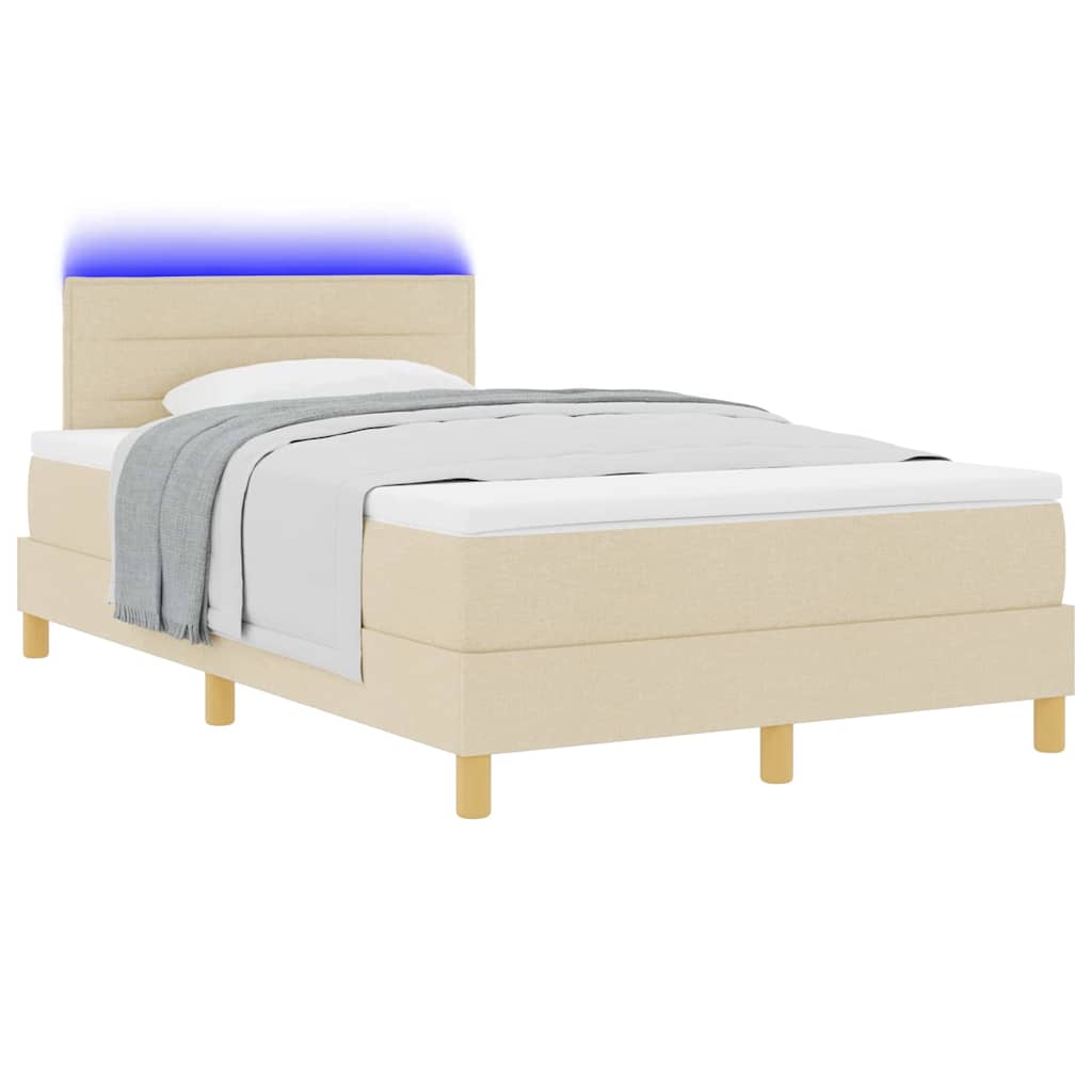 LED Box Spring Bed met hoofdeinde Crème 120 x 190 cm Stof is nu te koop bij PeponiXL, paradijselijk wonen!