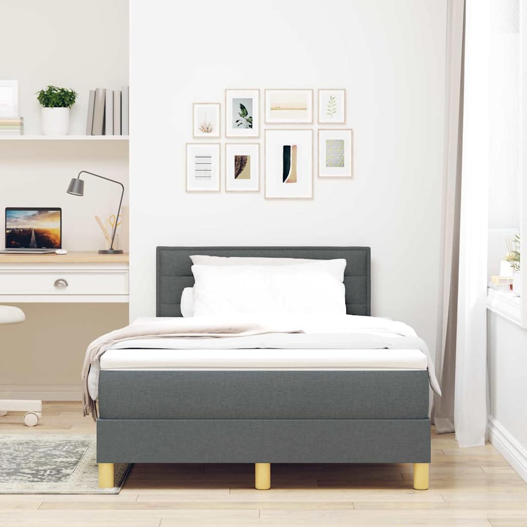LED Box Spring Bed met hoofdeinde Donkergrijs 120 x 200 cm Stof is nu te koop bij PeponiXL, paradijselijk wonen!