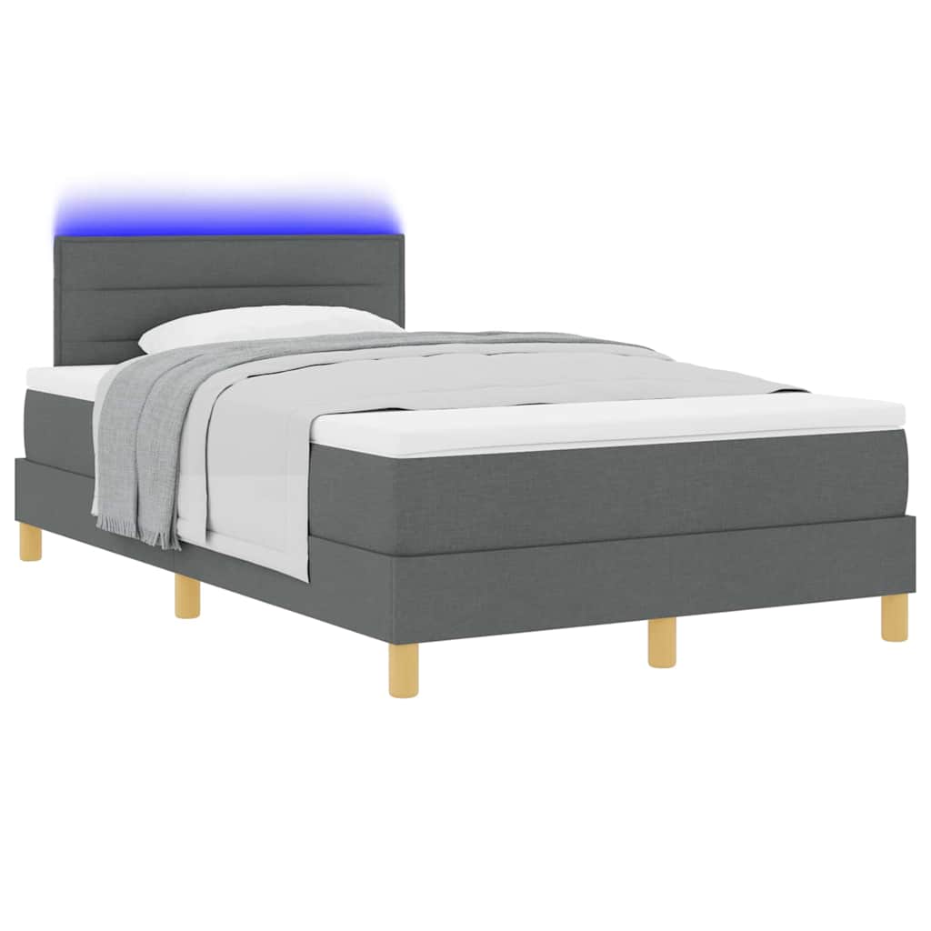 LED Box Spring Bed met hoofdeinde Donkergrijs 120 x 200 cm Stof is nu te koop bij PeponiXL, paradijselijk wonen!