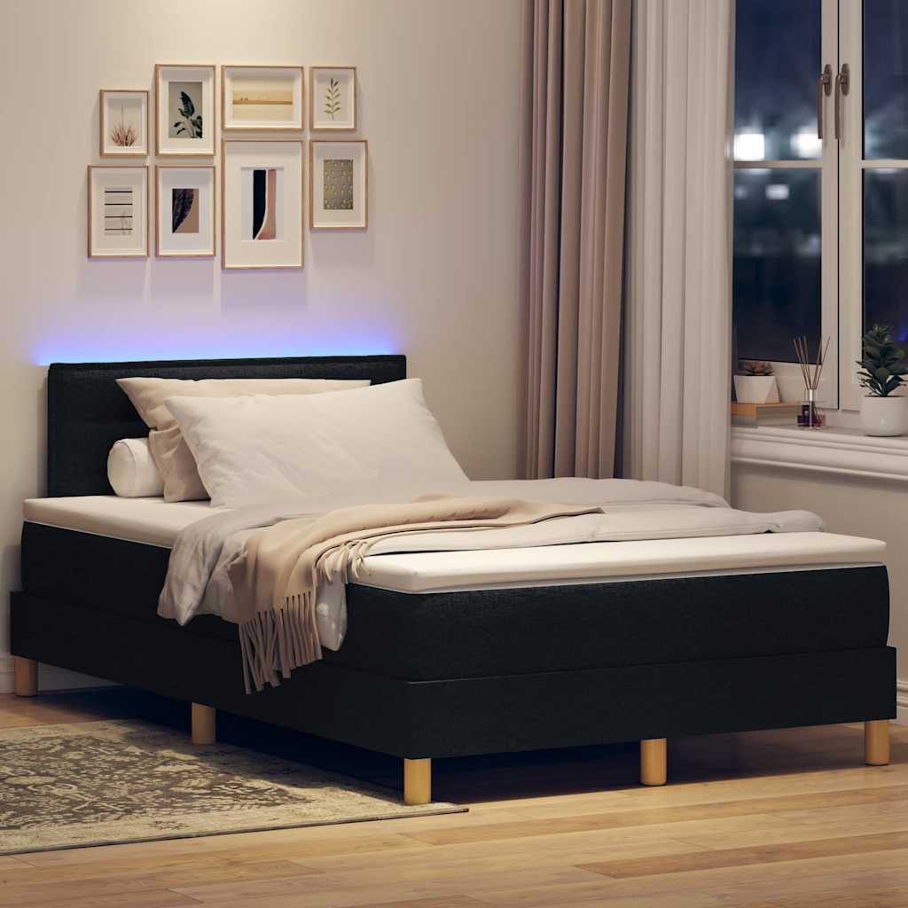 LED Box Spring Bed met hoofdeinde Zwart 120 x 200 cm Stof is nu te koop bij PeponiXL, paradijselijk wonen!