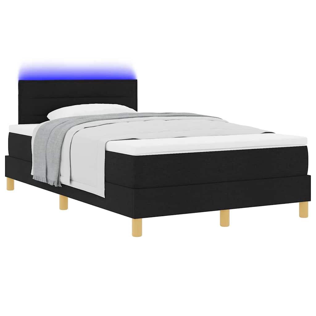 LED Box Spring Bed met hoofdeinde Zwart 120 x 200 cm Stof is nu te koop bij PeponiXL, paradijselijk wonen!
