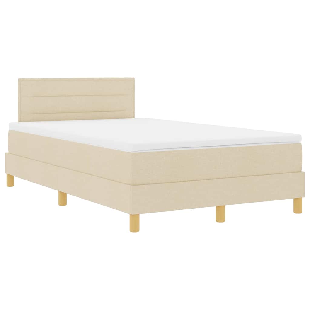 LED Box Spring Bed met hoofdeinde Crème 120 x 200 cm Stof is nu te koop bij PeponiXL, paradijselijk wonen!