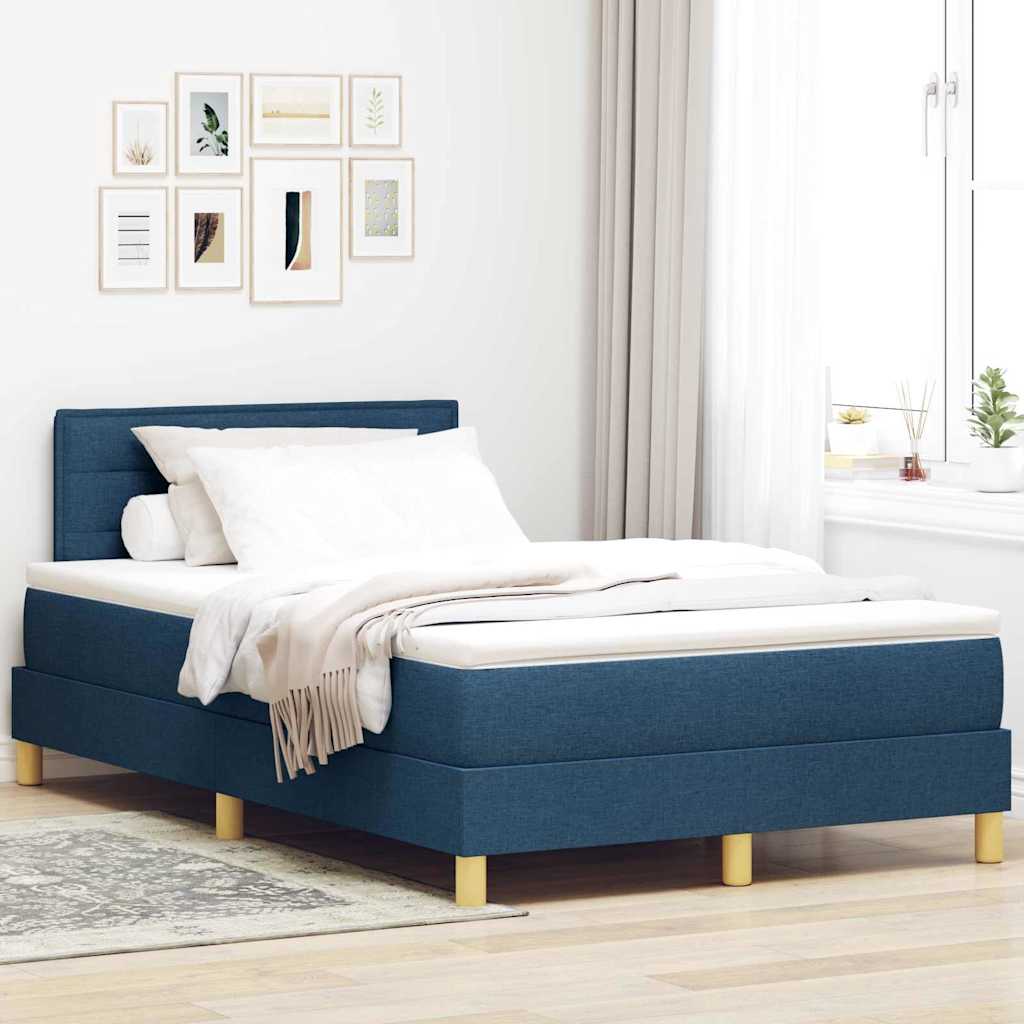 LED Box Spring Bed met hoofdeinde Blauw 120 x 200 cm Stof is nu te koop bij PeponiXL, paradijselijk wonen!