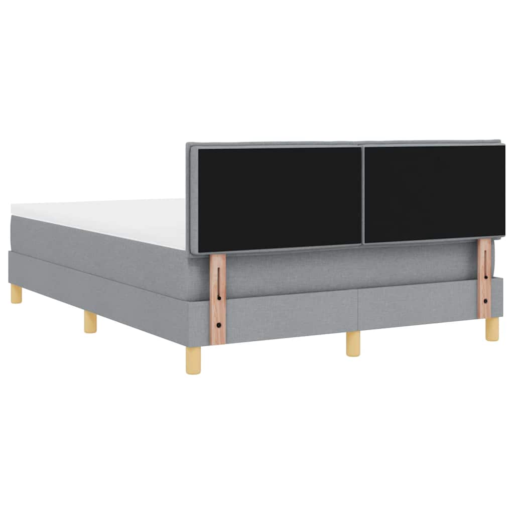 LED Box Spring Bed met hoofdeinde Lichtgrijs 140 x 190 cm Stof is nu te koop bij PeponiXL, paradijselijk wonen!