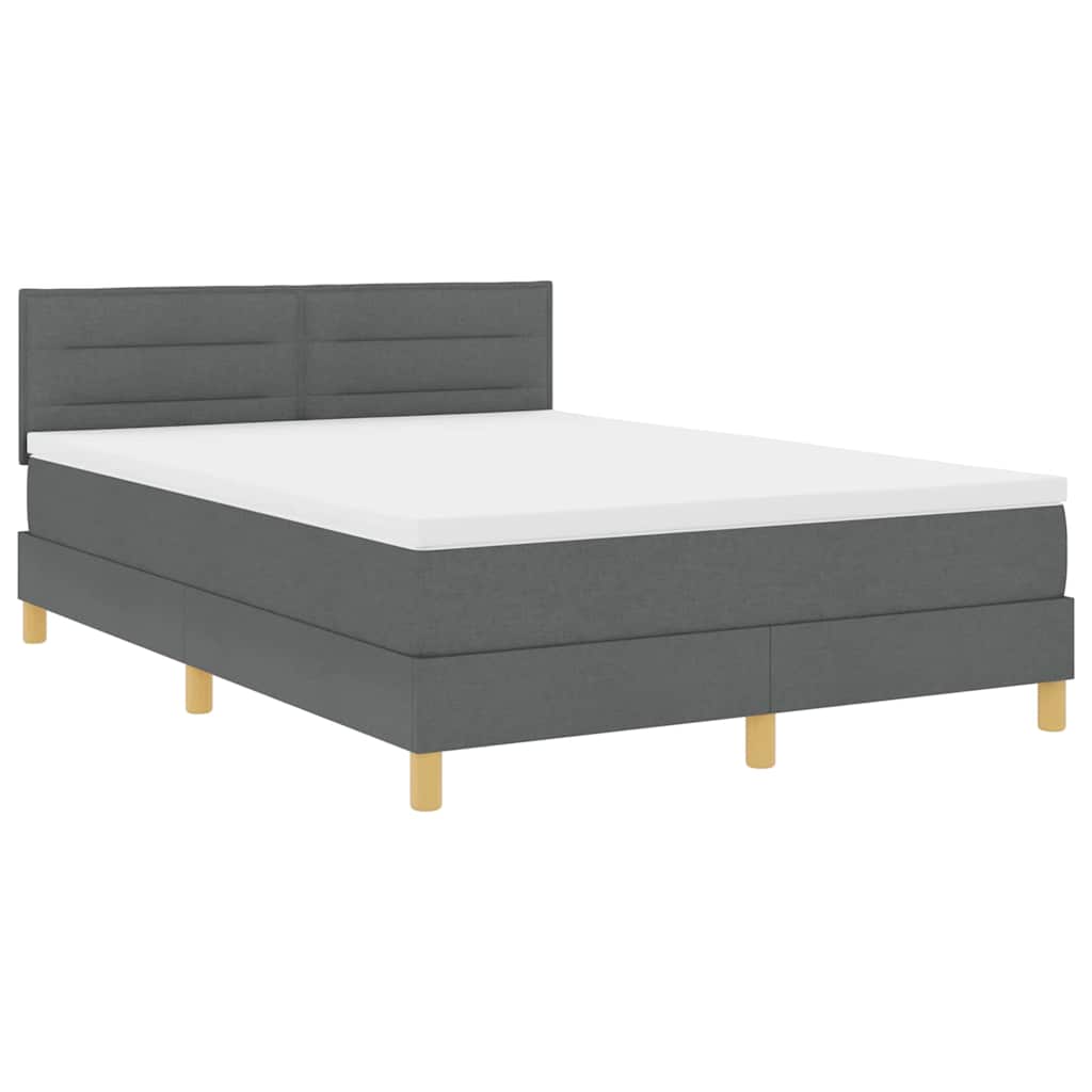 LED Box Spring Bed met hoofdeinde Donkergrijs 140 x 190 cm Stof is nu te koop bij PeponiXL, paradijselijk wonen!