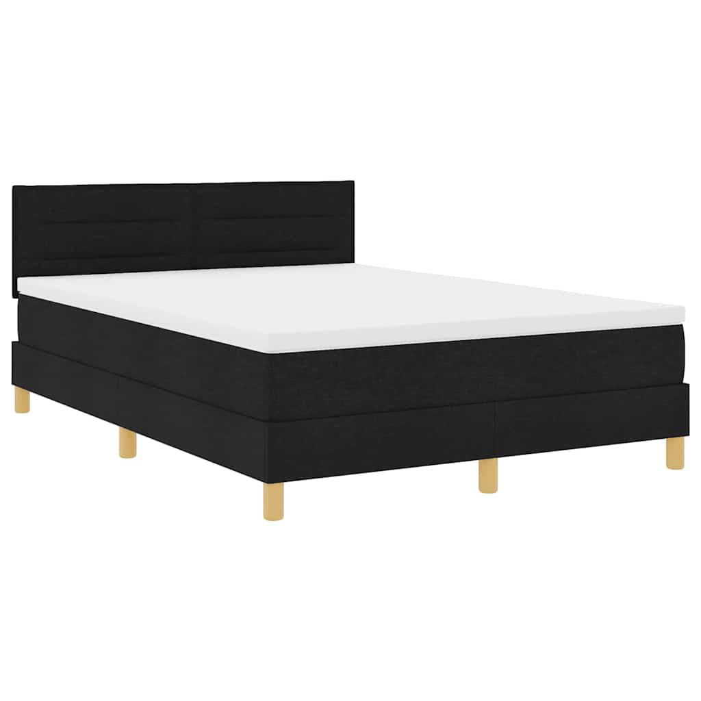 LED Box Spring Bed met hoofdeinde Zwart 140 x 190 cm Stof is nu te koop bij PeponiXL, paradijselijk wonen!