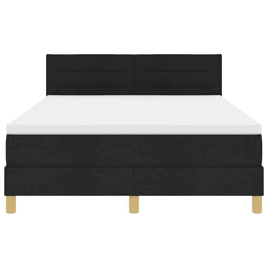 LED Box Spring Bed met hoofdeinde Zwart 140 x 190 cm Stof is nu te koop bij PeponiXL, paradijselijk wonen!