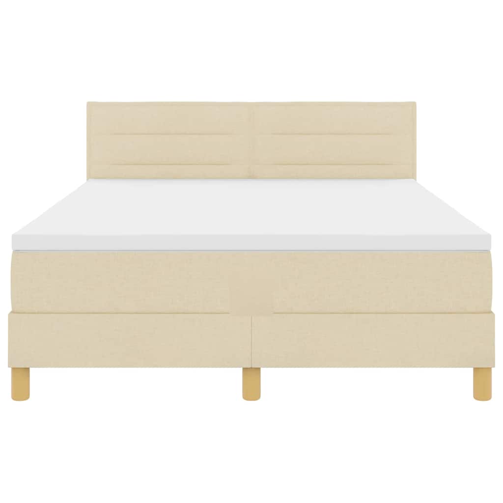 LED Box Spring Bed met hoofdeinde Crème 140 x 190 cm Stof is nu te koop bij PeponiXL, paradijselijk wonen!