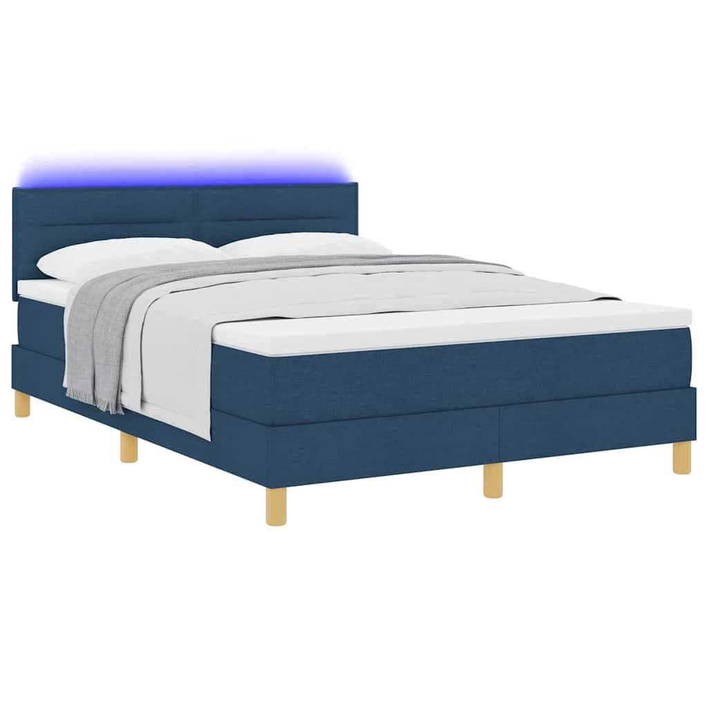 LED Box Spring Bed met kussen Blauw 140 x 190 cm Stof is nu te koop bij PeponiXL, paradijselijk wonen!