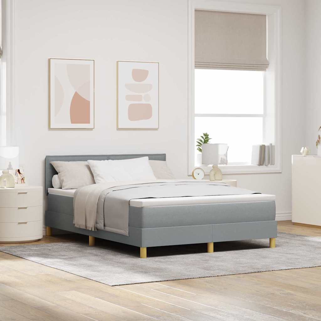 LED Box Spring Bed met hoofdeinde Lichtgrijs 140 x 200 cm Stof is nu te koop bij PeponiXL, paradijselijk wonen!