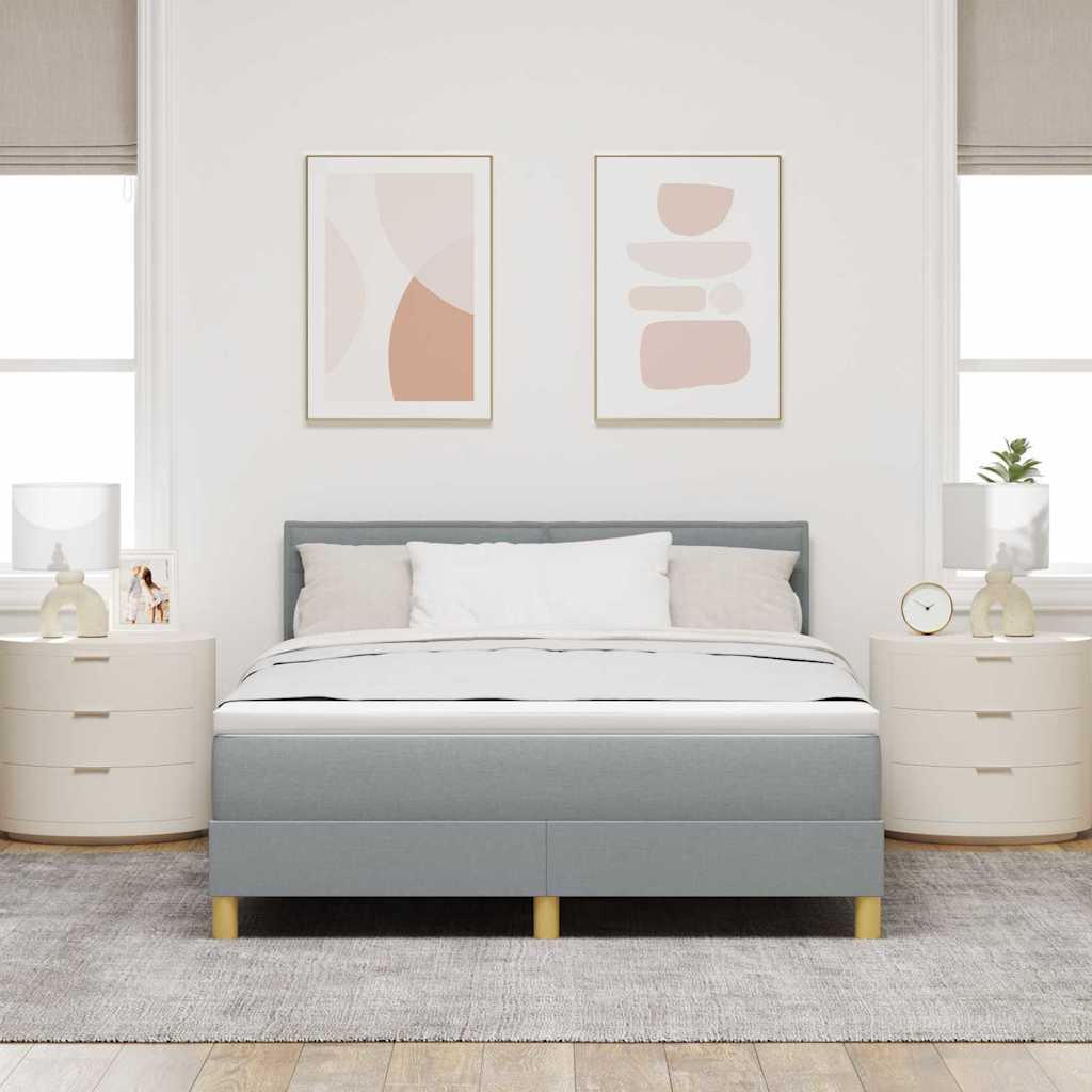 LED Box Spring Bed met hoofdeinde Lichtgrijs 140 x 200 cm Stof is nu te koop bij PeponiXL, paradijselijk wonen!